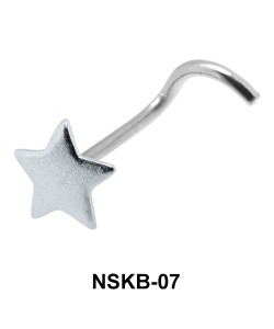 Solid Star Shaped Silver Curved Nose Stud NSKB-07